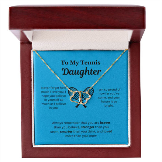 EllePendants To My Tennis Daughter Necklace, Father Daughter Necklace, Mother Daughter Necklace, Daughter Birthday, Heart Jewelry, Gold Jewelry, Everlasting Love, Message Card Necklace