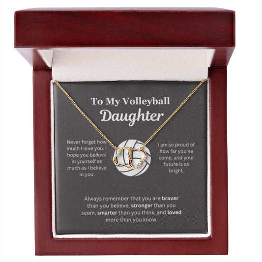 EllePendants To My Volleyball Daughter Necklace, Father Daughter Necklace, Mother Daughter Necklace, Daughter Birthday, Heart Jewelry, Gold Jewelry, Everlasting Love