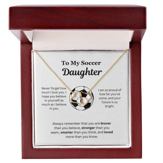 EllePendants To My Soccer Daughter Necklace, Father Daughter Necklace, Mother Daughter Necklace, Daughter Birthday, Heart Jewelry, Gold Jewelry, Everlasting Love, Message Card Necklace
