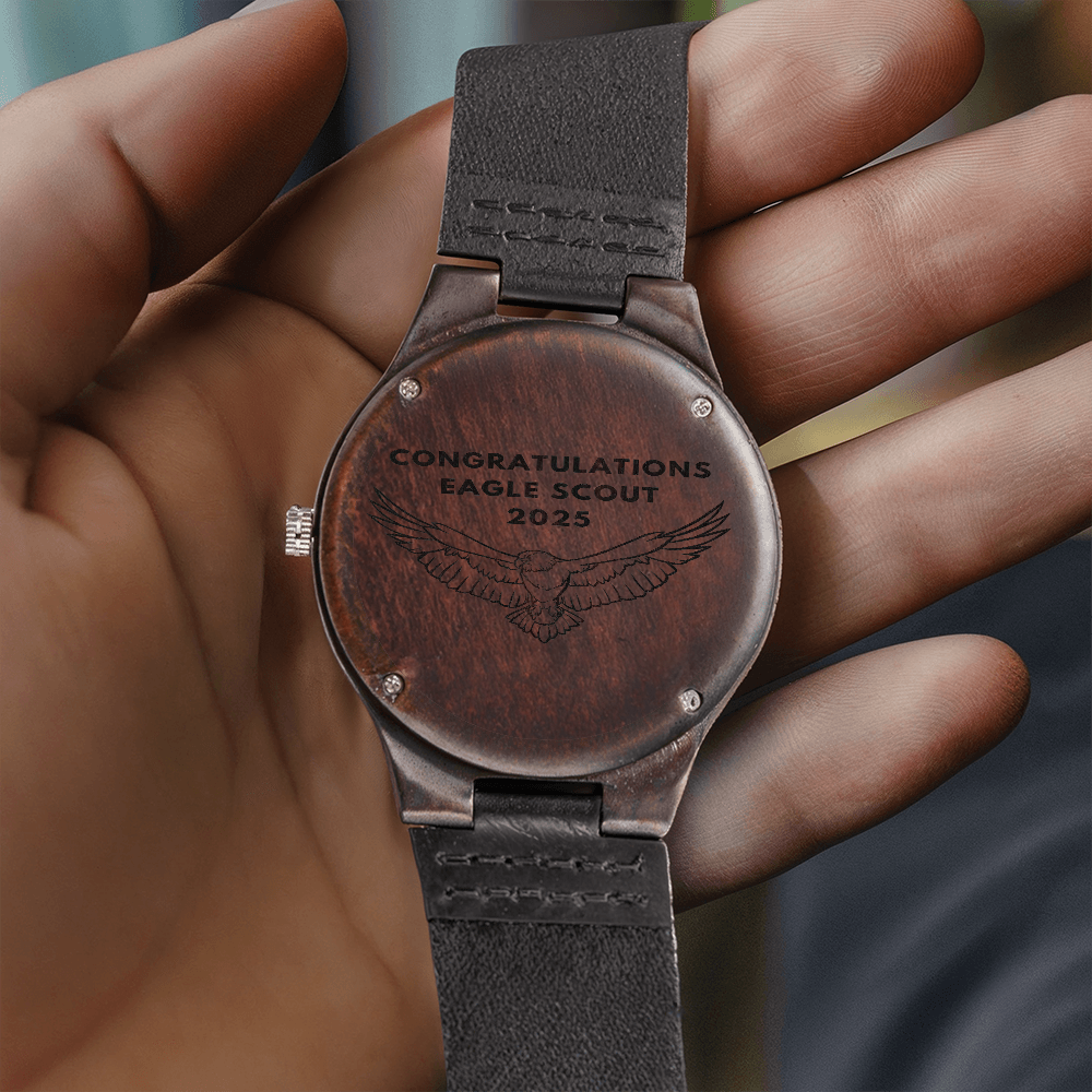 2025 Engraved Wood Watch, Eagle Scout Gift, Eagle Scout Watch