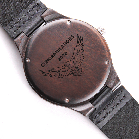 2026 Engraved Wood Watch, Eagle Gift, Eagle Watch, Gift for Eagle, Congratulations