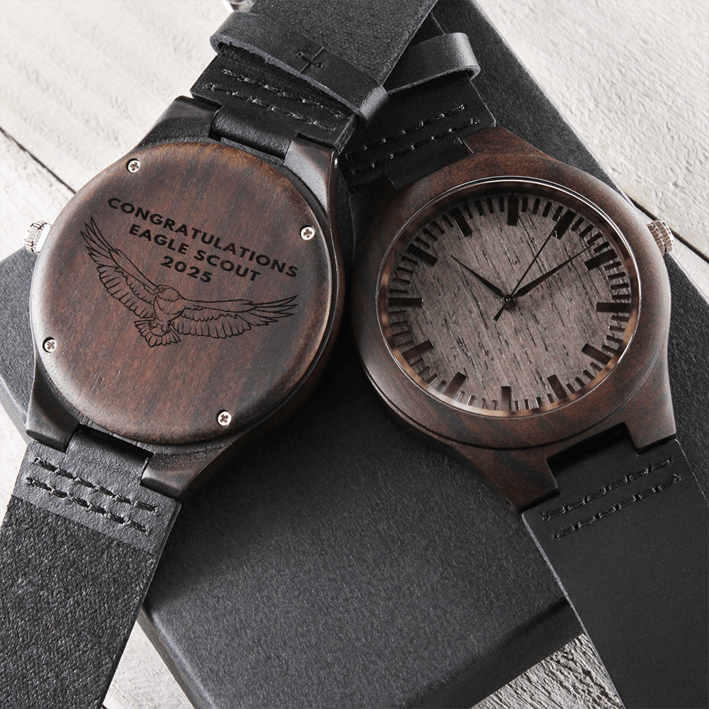 2025 Engraved Wood Watch, Eagle Scout Gift, Eagle Scout Watch