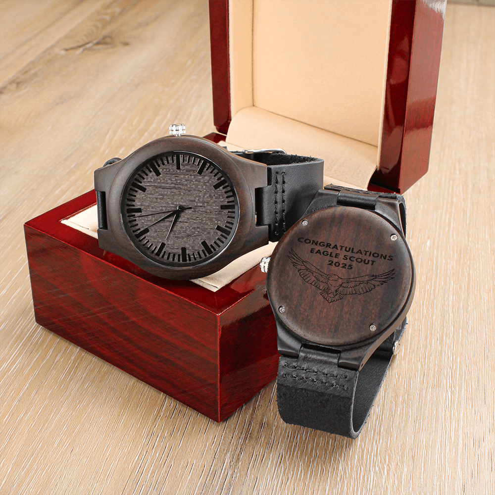 2025 Engraved Wood Watch, Eagle Scout Gift, Eagle Scout Watch
