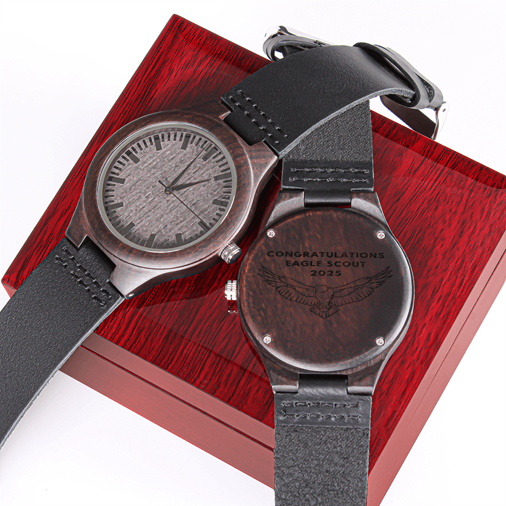 2025 Engraved Wood Watch, Eagle Scout Gift, Eagle Scout Watch