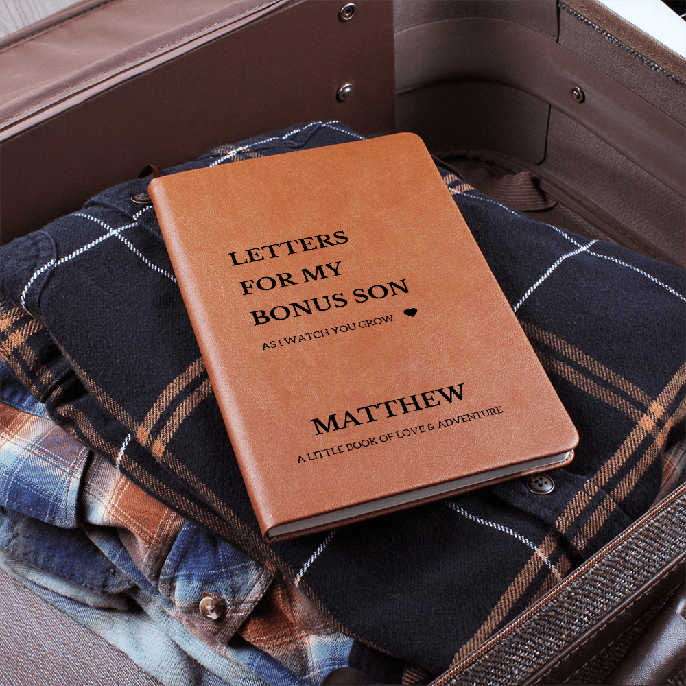 Personalized Name Letters For My Bonus Son Notebook Custom Journal Customized Birthday Gift from Mom & Dad Child Memory Book