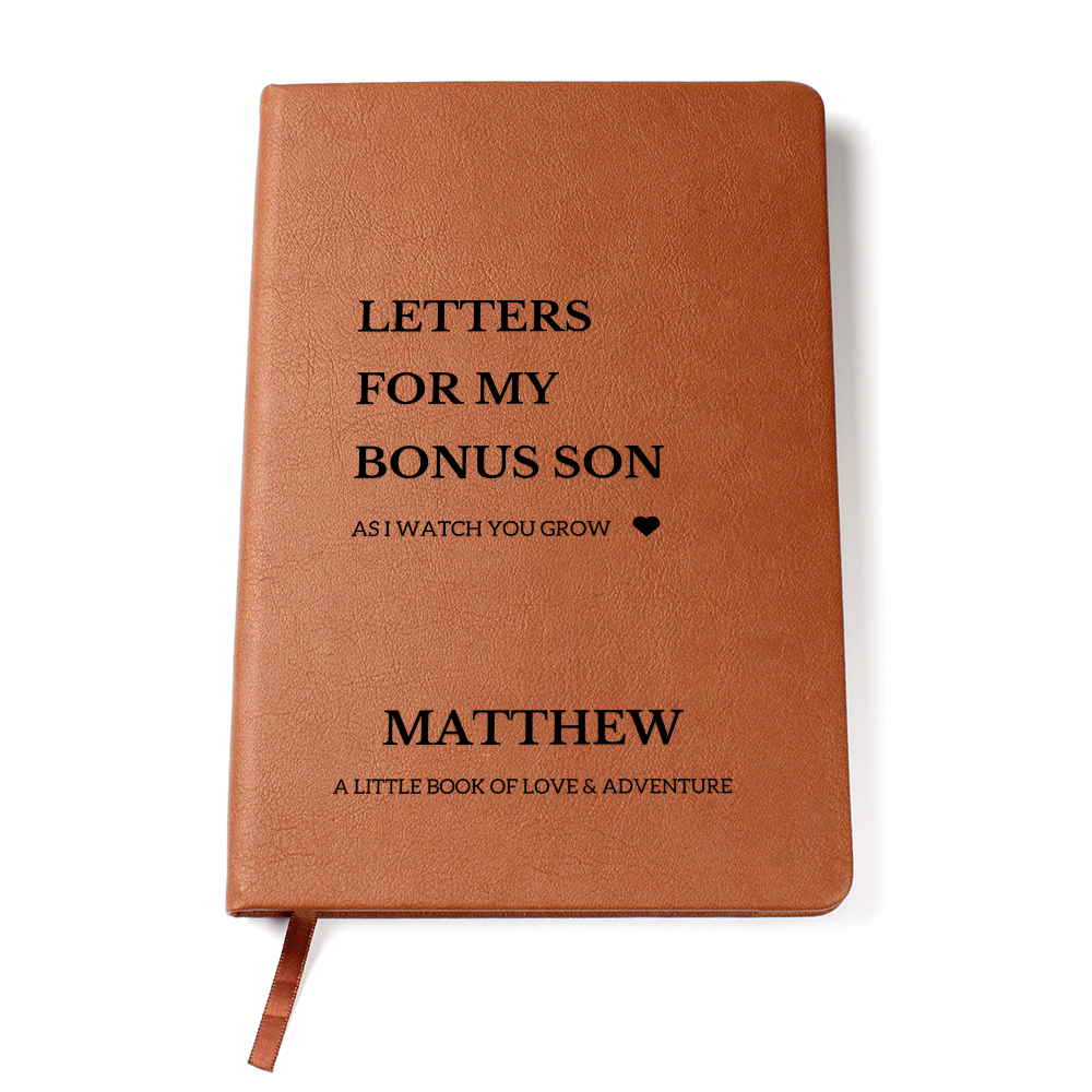 Personalized Name Letters For My Bonus Son Notebook Custom Journal Customized Birthday Gift from Mom & Dad Child Memory Book