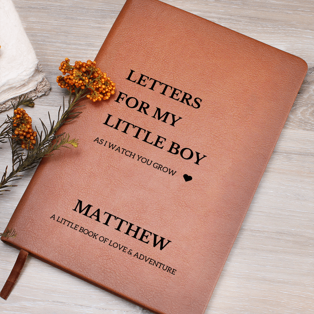 Personalized Name Letters For My Little Boy, Son Notebook Custom Pregnancy Journal Customized Baby Boy Shower Gift for New Mom & Dad Child Memory Book