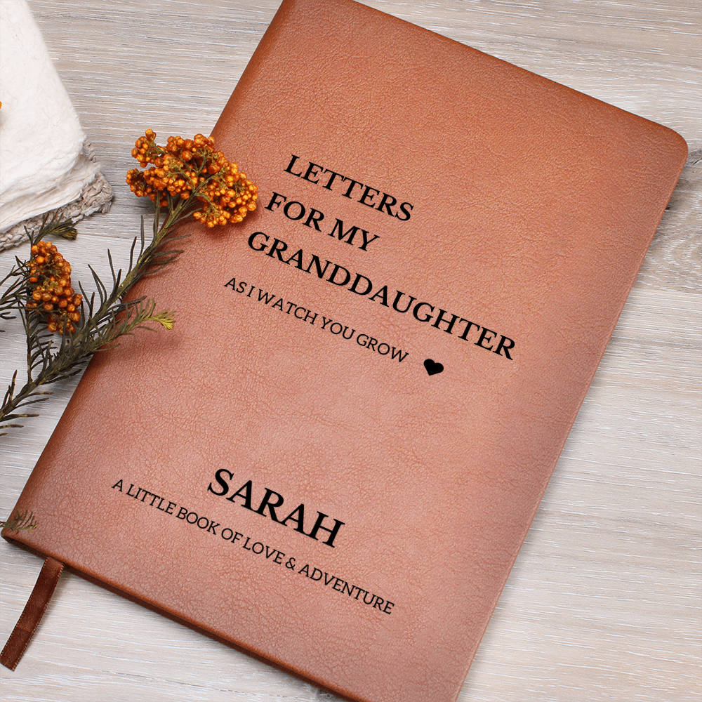 Personalized Name Letters For My Granddaughter Notebook Leather Journal Custom Girl, From Grandparents Memory Book, Birthday Christmas