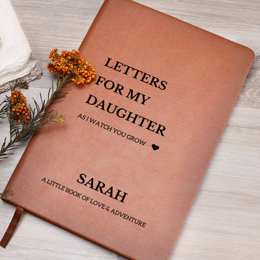Personalized Name, Letters For My Daughter Leather Journal, Custom Pregnancy Journal Baby Girl Shower Gift for New Mom & Dad Child Memory Book