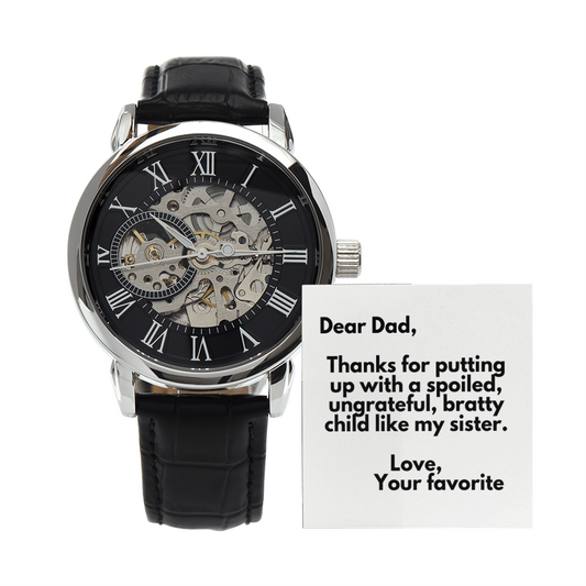 Cute Funny Father Watch, for Dad, Gift from Daughter, from Son, Message Card Watch