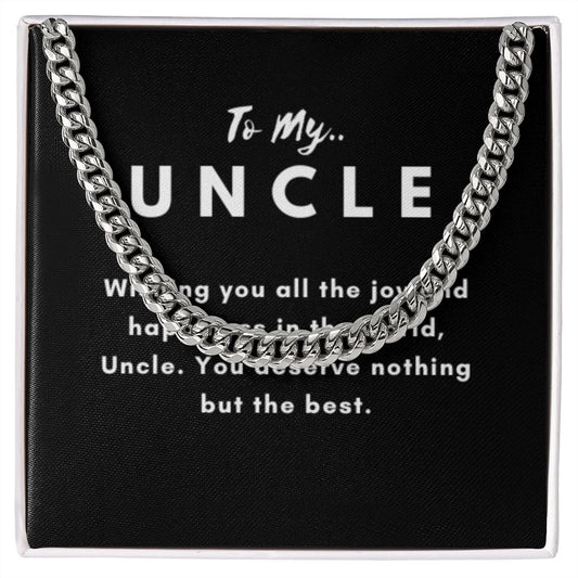Uncle Necklace Gift, From Niece or Cousin, Link Chain Jewelry, Graduation, Father's Day, Christmas Gifts for Men, Message Card