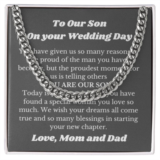 Necklace for Son on Wedding Day, Wedding Gift for Son from Parents, to Son Wedding Present, Meaningful Jewelry