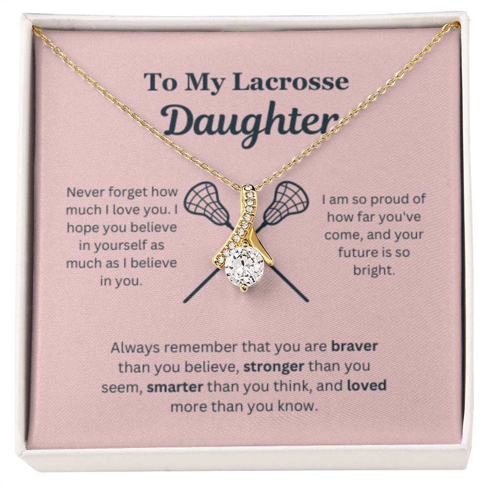 EllePendants To My Lacrosse Daughter Necklace, Father Daughter Necklace, Mother Daughter Necklace, Daughter Birthday, Heart Jewelry, Gold Jewelry, Interlocking Hearts, Message Card Necklace