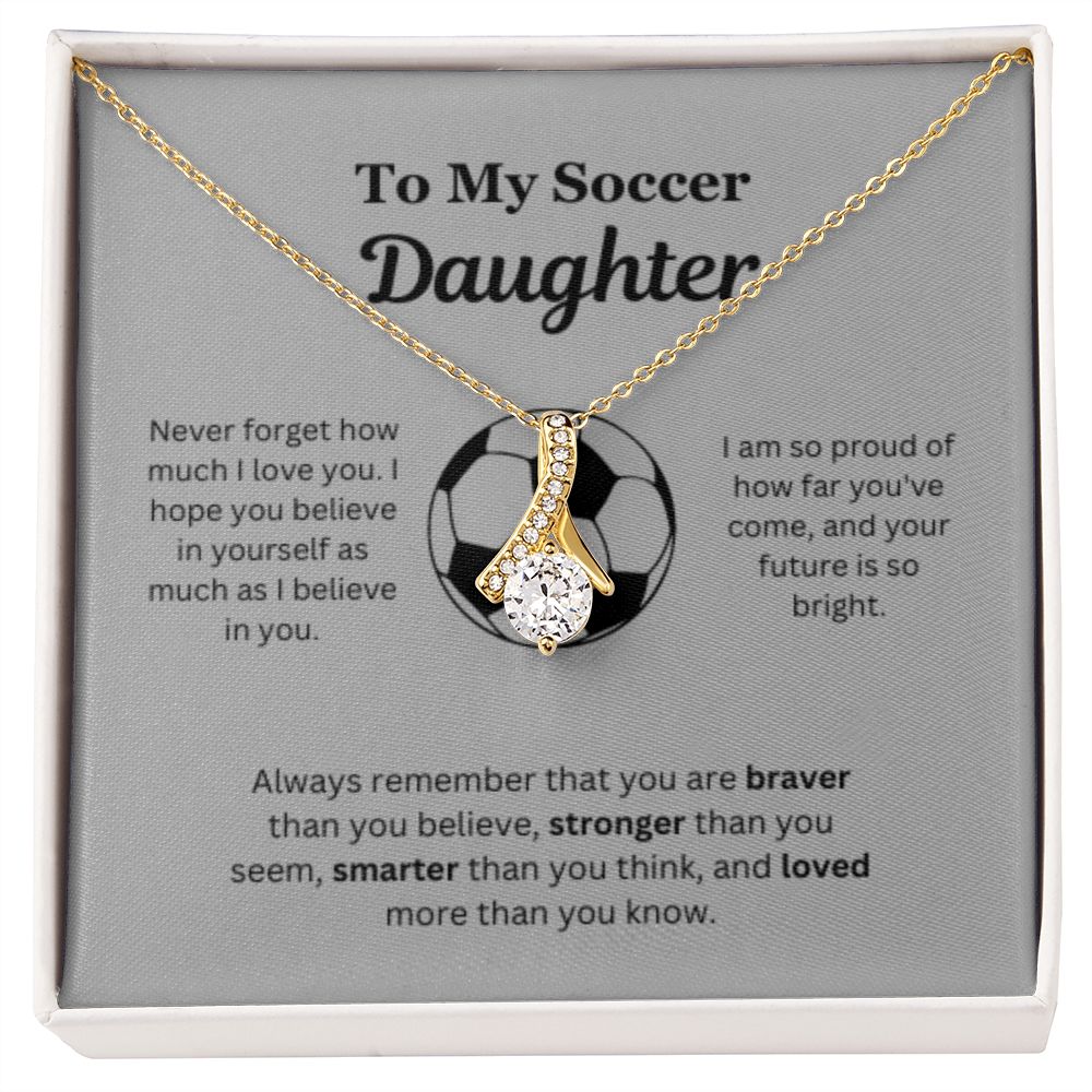 EllePendants To My Soccer Daughter Necklace, Father Daughter Necklace, Mother Daughter Necklace, Daughter Birthday, Heart Jewelry, Gold Jewelry, Interlocking Hearts, Message Card Necklace