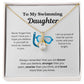 EllePendants To My Swimming Daughter Necklace, Father Daughter Necklace, Mother Daughter Necklace, Daughter Birthday, Heart Jewelry, Gold Jewelry, Interlocking Hearts, Message Card Necklace