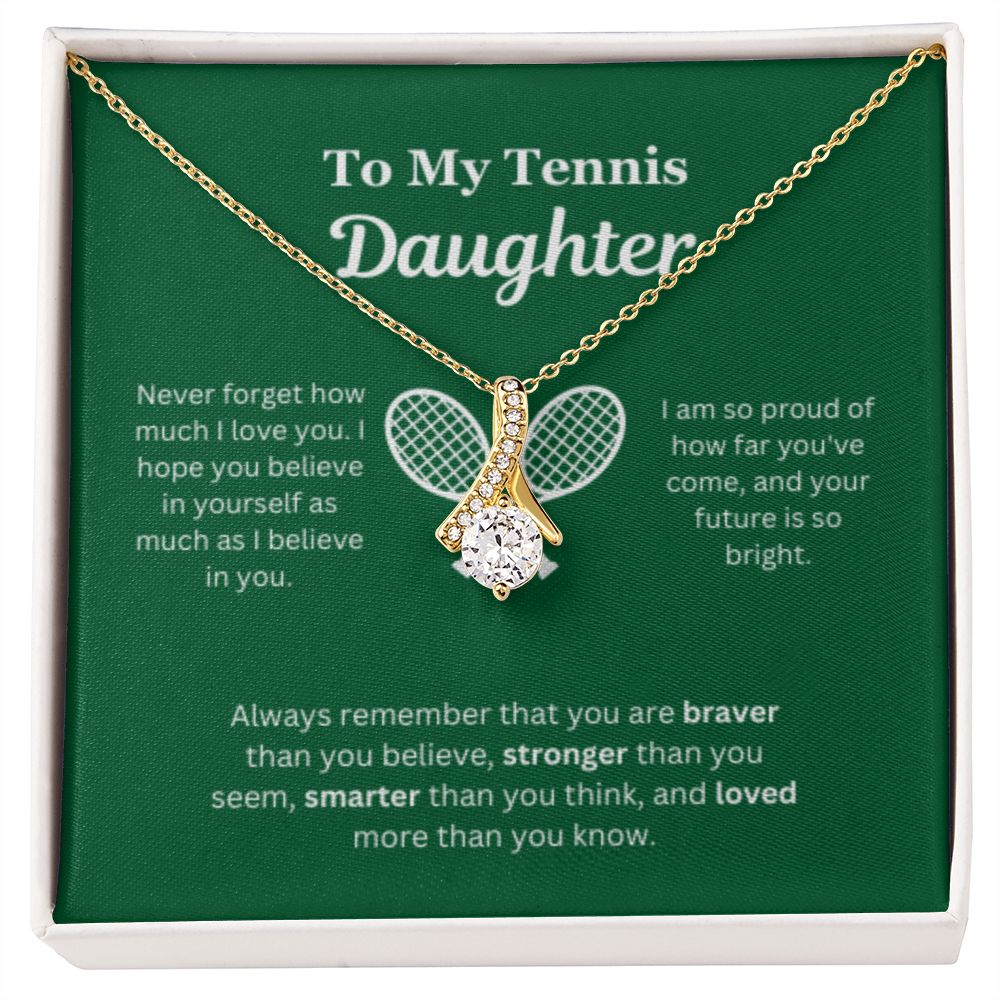 EllePendants To My Tennis Daughter Necklace, Father Daughter Necklace, Mother Daughter Necklace, Daughter Birthday, Heart Jewelry, Gold Jewelry, Interlocking Hearts, Message Card Necklace