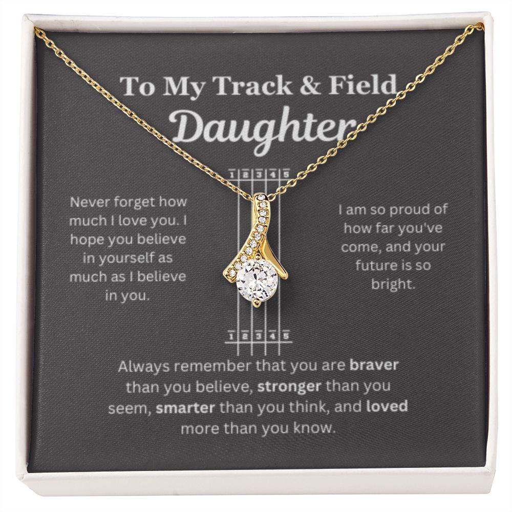 EllePendants To My Track and Field Daughter Necklace, Father Daughter Necklace, Mother Daughter Necklace, Daughter Birthday, Heart Jewelry, Gold Jewelry, Interlocking Hearts, Message Card Necklace
