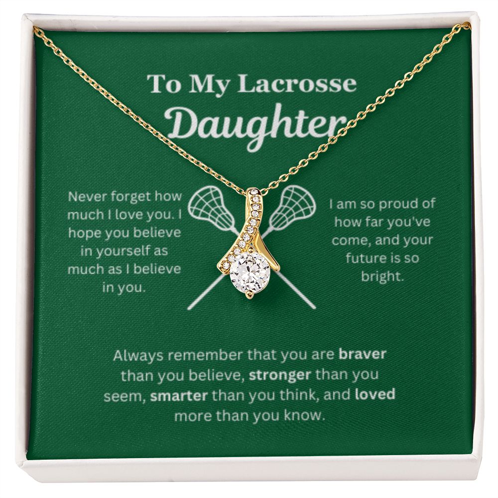EllePendants To My Lacrosse Daughter Necklace, Father Daughter Necklace, Mother Daughter Necklace, Daughter Birthday, Heart Jewelry, Gold Jewelry, Interlocking Hearts, Message Card Necklace