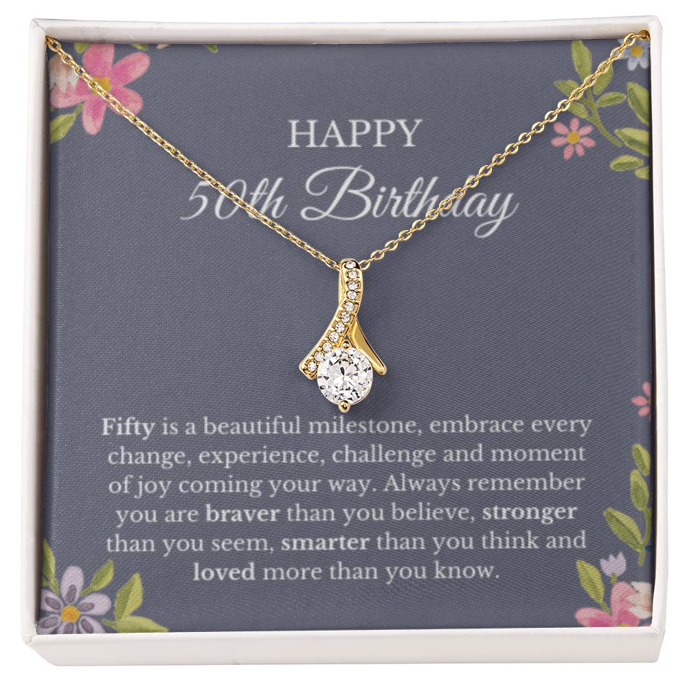 50th Birthday Necklace, Alluring Ribbon Jewelry
