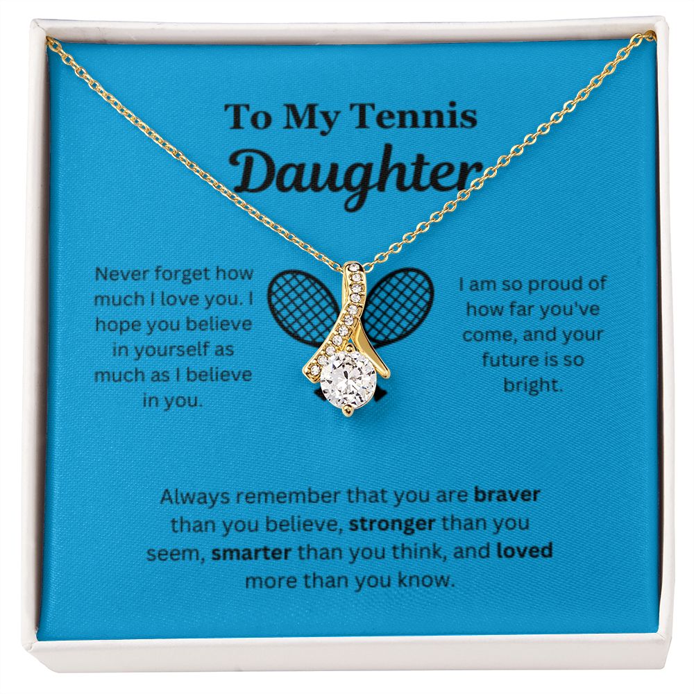 EllePendants To My Tennis Daughter Necklace, Father Daughter Necklace, Mother Daughter Necklace, Daughter Birthday, Heart Jewelry, Gold Jewelry, Interlocking Hearts, Message Card Necklace