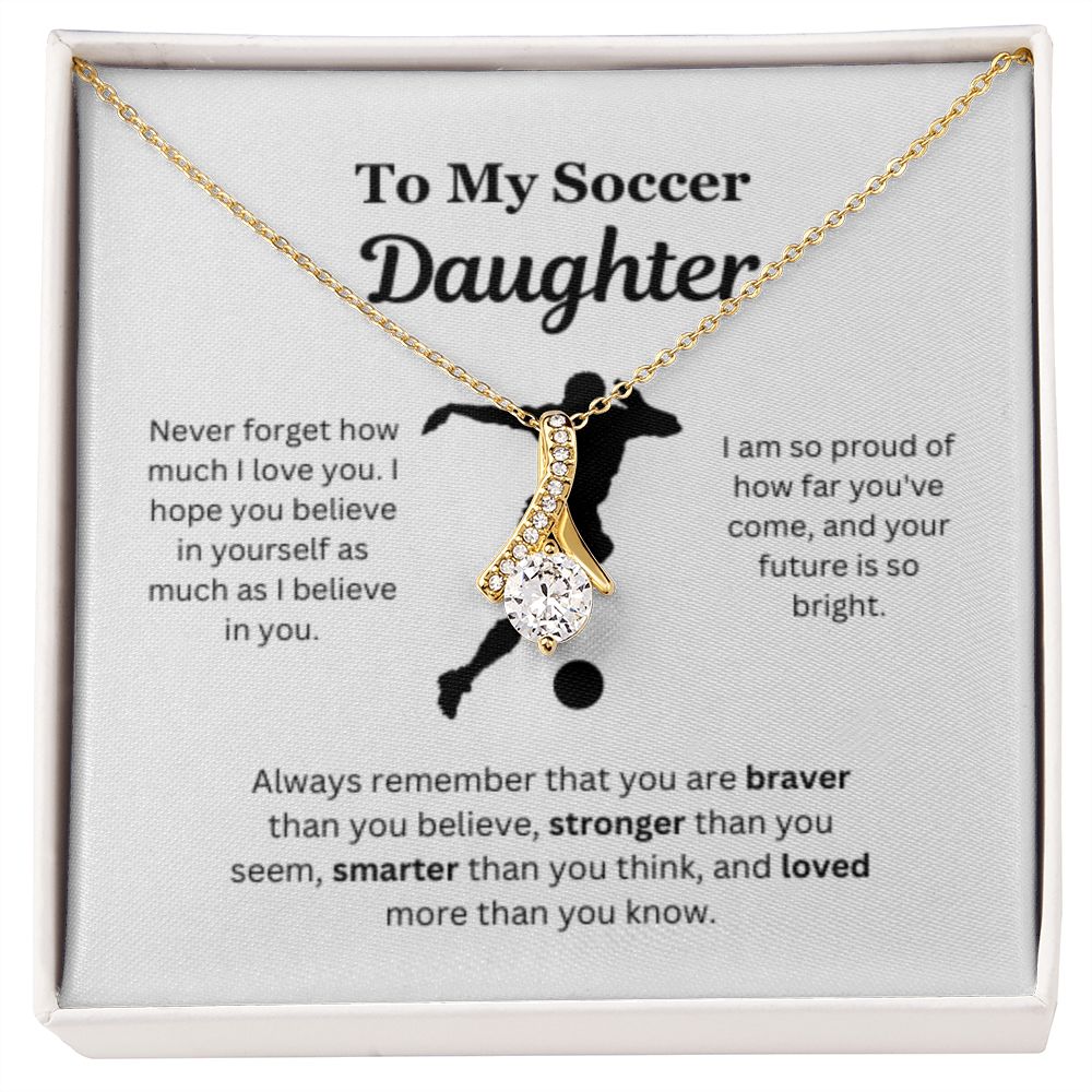 EllePendants To My Soccer Daughter Necklace, Father Daughter Necklace, Mother Daughter Necklace, Daughter Birthday, Heart Jewelry, Gold Jewelry, Interlocking Hearts, Message Card Necklace
