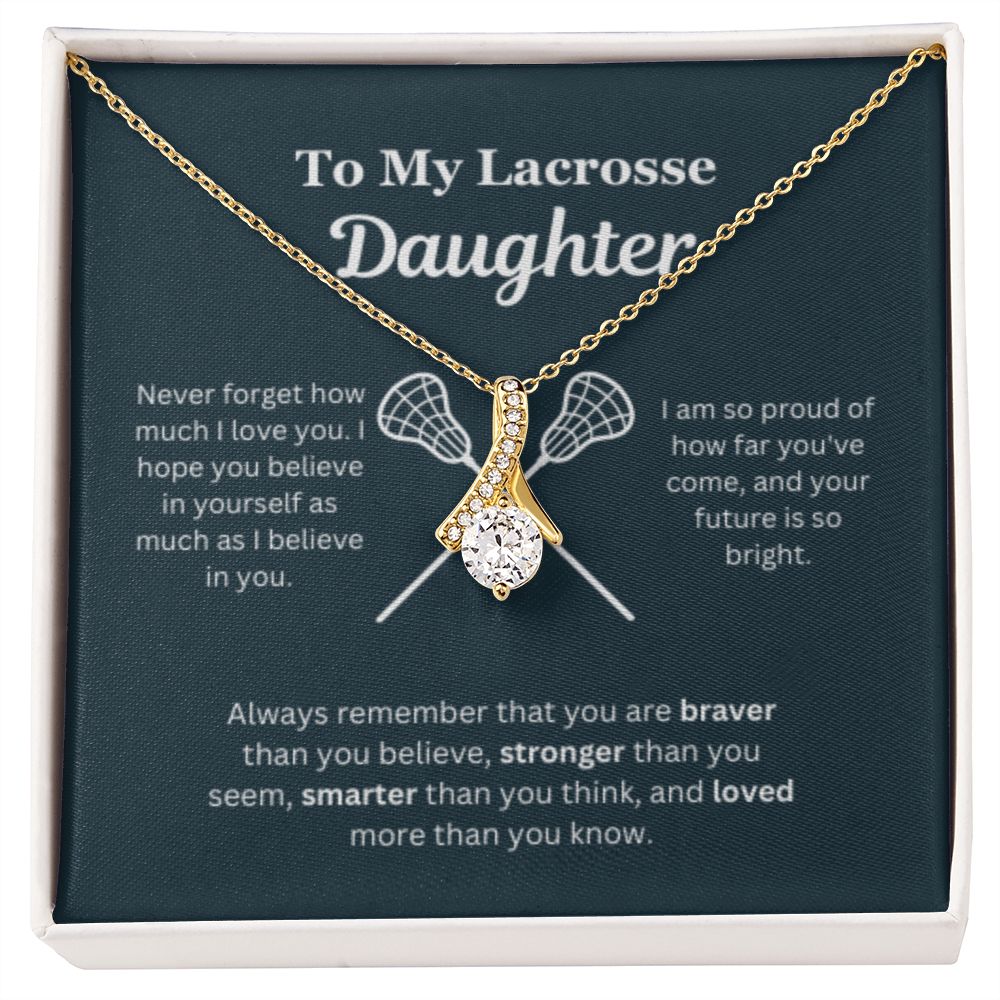 EllePendants To My Lacrosse Daughter Necklace, Father Daughter Necklace, Mother Daughter Necklace, Daughter Birthday, Heart Jewelry, Gold Jewelry, Interlocking Hearts, Message Card Necklace