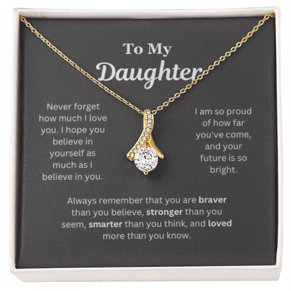 EllePendants To My Daughter Necklace, Father Daughter Necklace, Mother Daughter Necklace, Daughter Birthday, Heart Jewelry, Gold Jewelry, Interlocking Hearts, Message Card Necklace