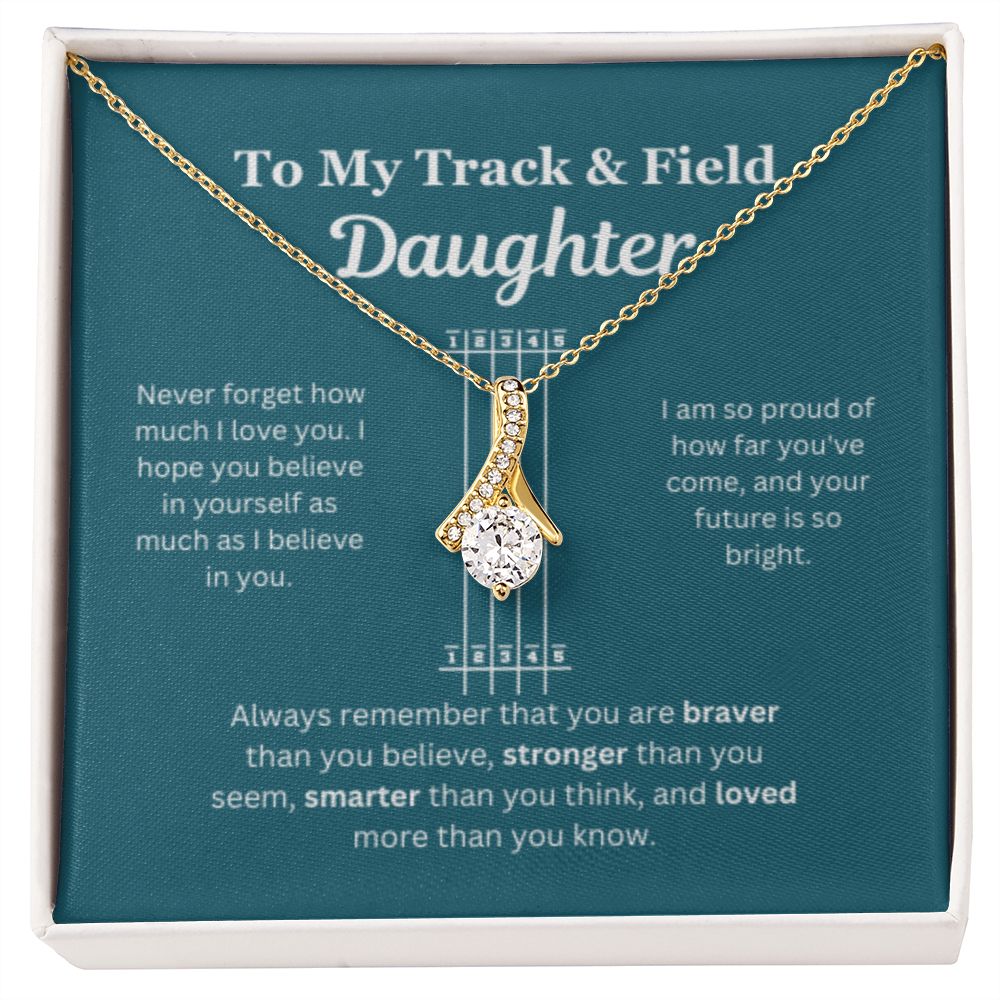 EllePendants To My Track and Field Daughter Necklace, Father Daughter Necklace, Mother Daughter Necklace, Daughter Birthday, Heart Jewelry, Gold Jewelry, Interlocking Hearts, Message Card Necklace