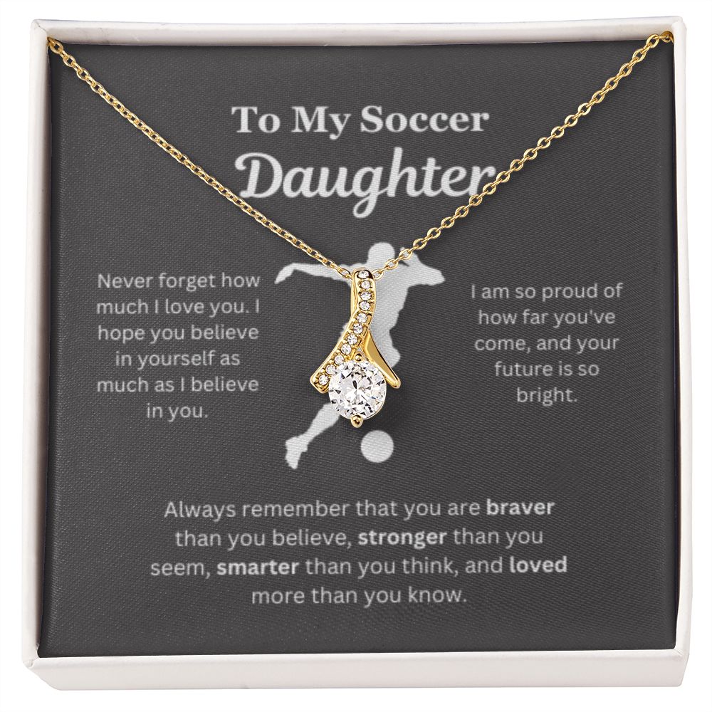 EllePendants To My Soccer Daughter Necklace, Father Daughter Necklace, Mother Daughter Necklace, Daughter Birthday, Heart Jewelry, Gold Jewelry, Interlocking Hearts, Message Card Necklace