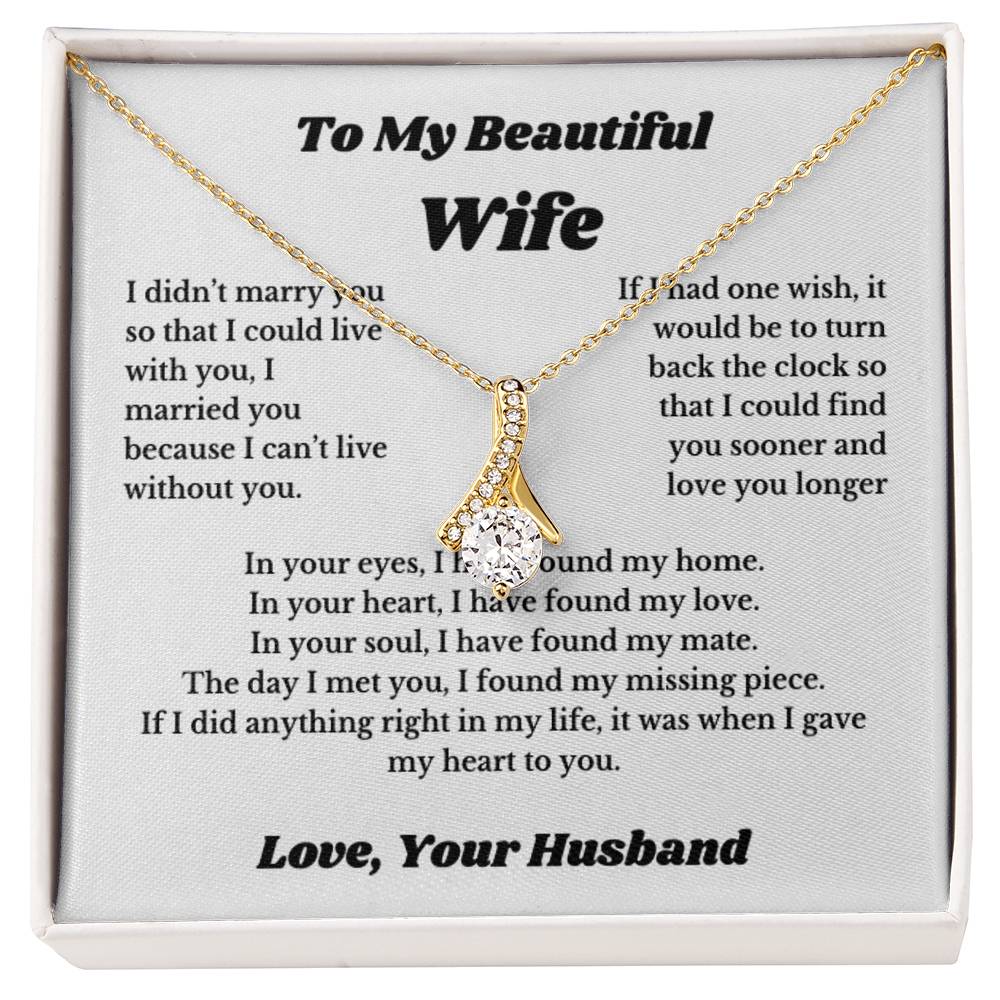 To My Wife Necklace from Husband – Romantic Wife Gift, Birthday Anniversary Valentine's Day Jewelry for Her