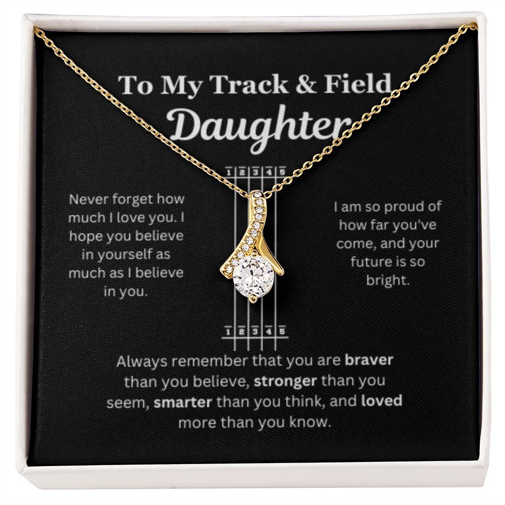 EllePendants To My Track and Field Daughter Necklace, Father Daughter Necklace, Mother Daughter Necklace, Daughter Birthday, Heart Jewelry, Gold Jewelry, Interlocking Hearts, Message Card Necklace