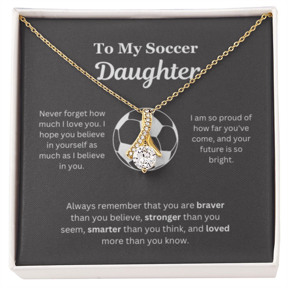 EllePendants To My Soccer Daughter Necklace, Father Daughter Necklace, Mother Daughter Necklace, Daughter Birthday, Heart Jewelry, Gold Jewelry, Interlocking Hearts, Message Card Necklace