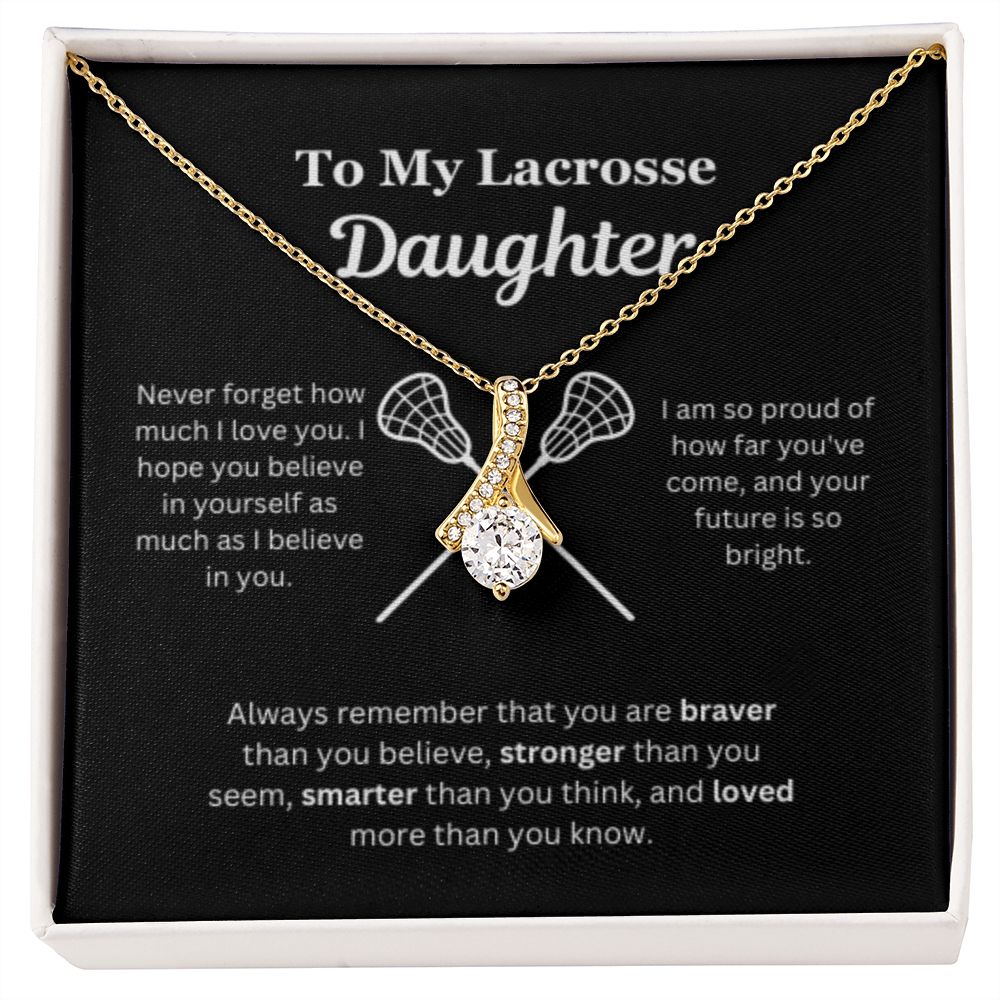 EllePendants To My Lacrosse Daughter Necklace, Father Daughter Necklace, Mother Daughter Necklace, Daughter Birthday, Heart Jewelry, Gold Jewelry, Interlocking Hearts, Message Card Necklace