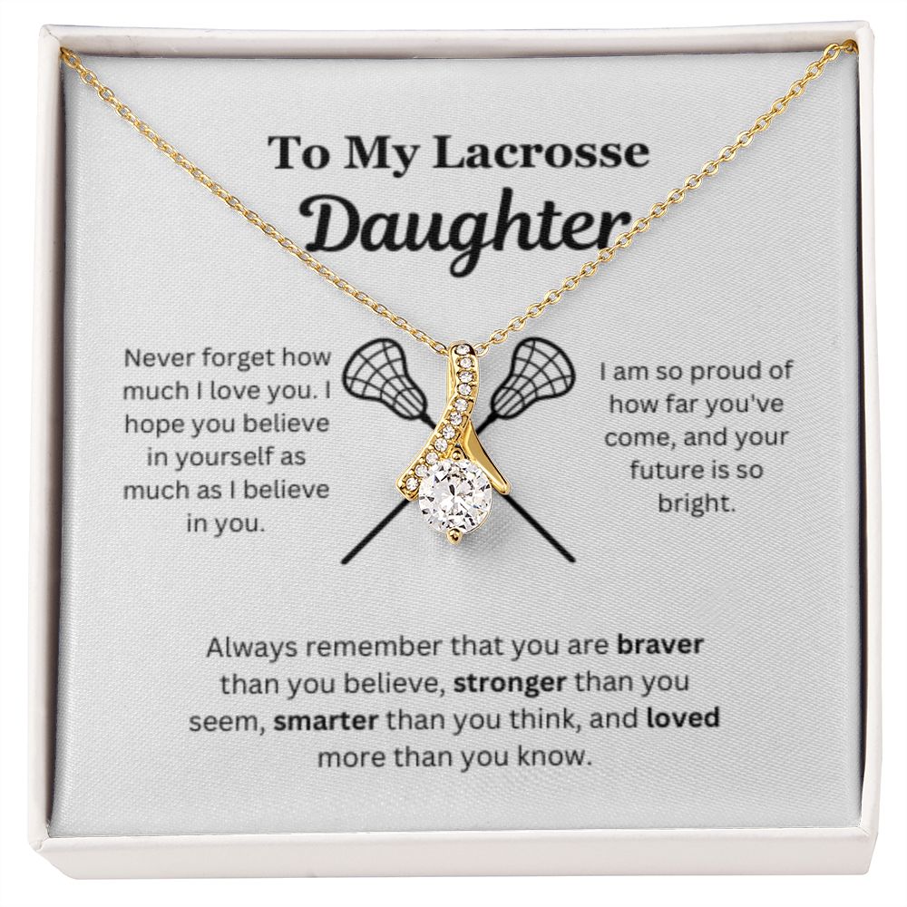 EllePendants To My Lacrosse Daughter Necklace, Father Daughter Necklace, Mother Daughter Necklace, Daughter Birthday, Heart Jewelry, Gold Jewelry, Interlocking Hearts, Message Card Necklace