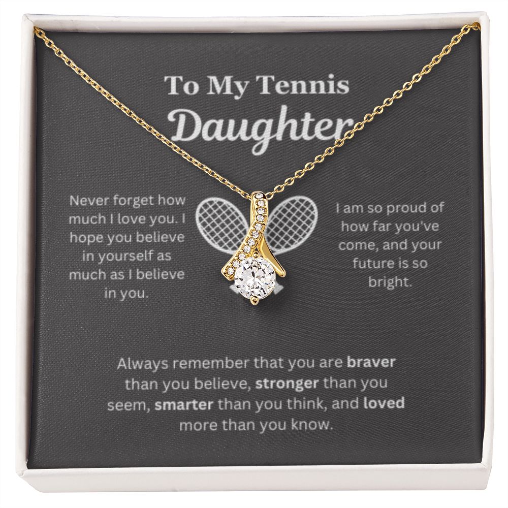 EllePendants To My Tennis Daughter Necklace, Father Daughter Necklace, Mother Daughter Necklace, Daughter Birthday, Heart Jewelry, Gold Jewelry, Interlocking Hearts, Message Card Necklace