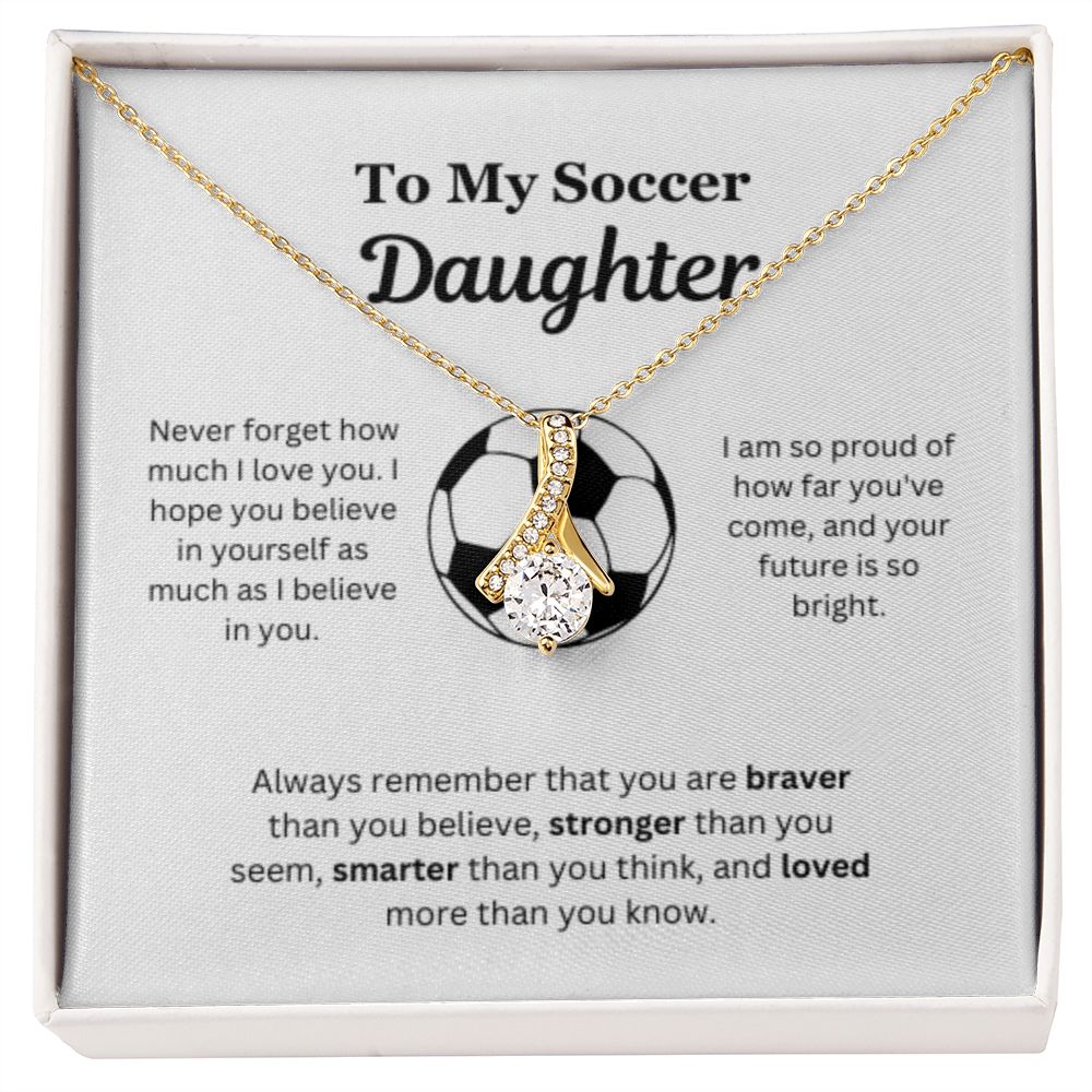 EllePendants To My Soccer Daughter Necklace, Father Daughter Necklace, Mother Daughter Necklace, Daughter Birthday, Heart Jewelry, Gold Jewelry, Interlocking Hearts, Message Card Necklace
