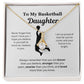 To My Basketball Daughter Necklace, Father-Daughter Jewelry, Mother-Daughter Gift, Birthday Heart Pendant, Gold Jewelry, Message Card