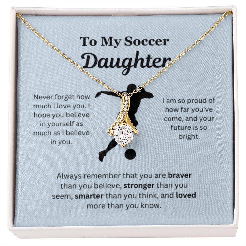 EllePendants To My Soccer Daughter Necklace, Father Daughter Necklace, Mother Daughter Necklace, Daughter Birthday, Heart Jewelry, Gold Jewelry, Interlocking Hearts, Message Card Necklace