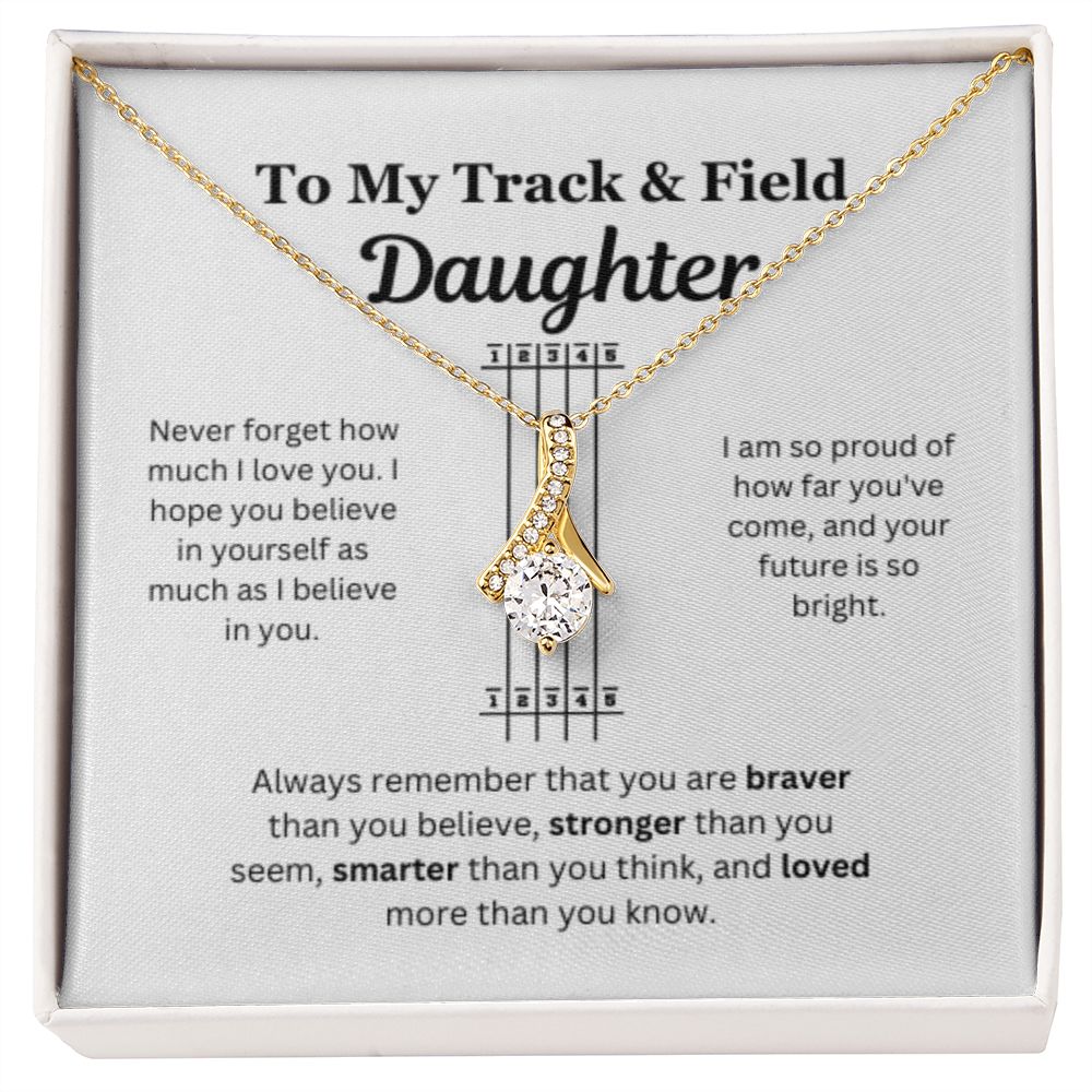 EllePendants To My Track and Field Daughter Necklace, Father Daughter Necklace, Mother Daughter Necklace, Daughter Birthday, Heart Jewelry, Gold Jewelry, Interlocking Hearts, Message Card Necklace