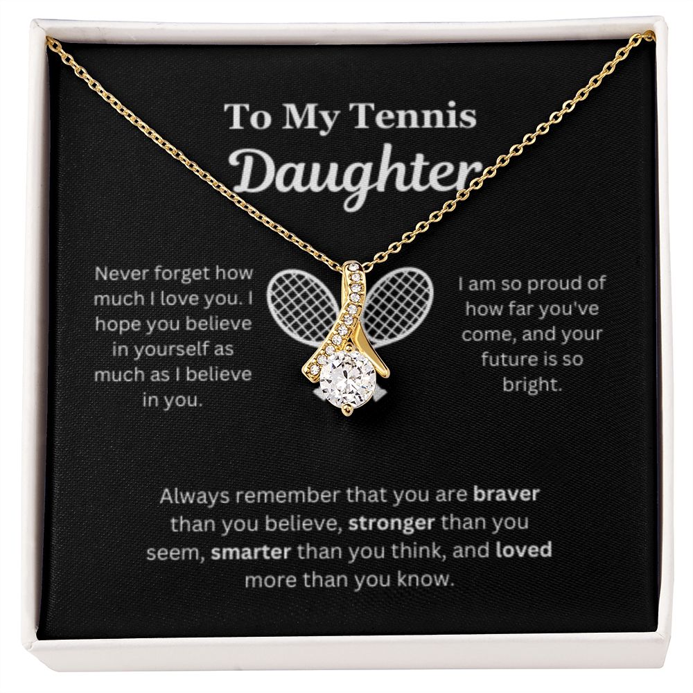 EllePendants To My Tennis Daughter Necklace, Father Daughter Necklace, Mother Daughter Necklace, Daughter Birthday, Heart Jewelry, Gold Jewelry, Interlocking Hearts, Message Card Necklace