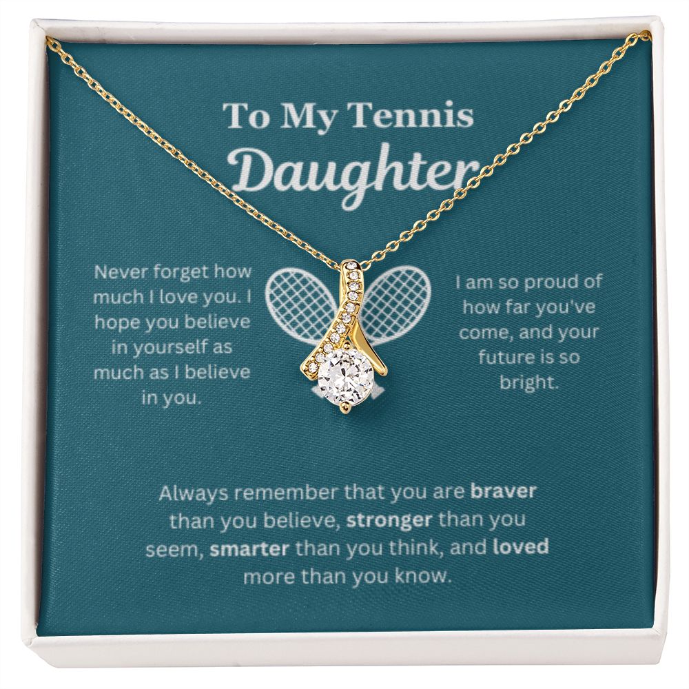 EllePendants To My Tennis Daughter Necklace, Father Daughter Necklace, Mother Daughter Necklace, Daughter Birthday, Heart Jewelry, Gold Jewelry, Interlocking Hearts, Message Card Necklace