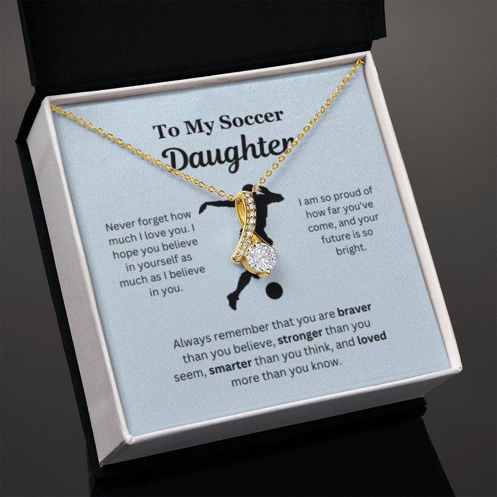 EllePendants To My Soccer Daughter Necklace, Father Daughter Necklace, Mother Daughter Necklace, Daughter Birthday, Heart Jewelry, Gold Jewelry, Interlocking Hearts, Message Card Necklace