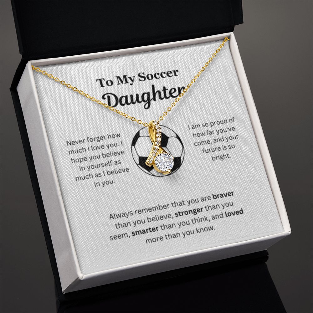 EllePendants To My Soccer Daughter Necklace, Father Daughter Necklace, Mother Daughter Necklace, Daughter Birthday, Heart Jewelry, Gold Jewelry, Interlocking Hearts, Message Card Necklace