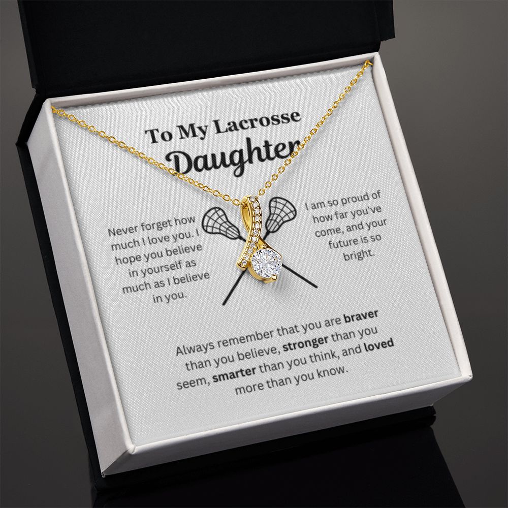 EllePendants To My Lacrosse Daughter Necklace, Father Daughter Necklace, Mother Daughter Necklace, Daughter Birthday, Heart Jewelry, Gold Jewelry, Interlocking Hearts, Message Card Necklace