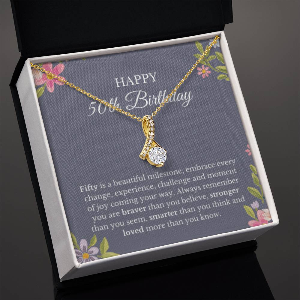 50th Birthday Necklace, Alluring Ribbon Jewelry