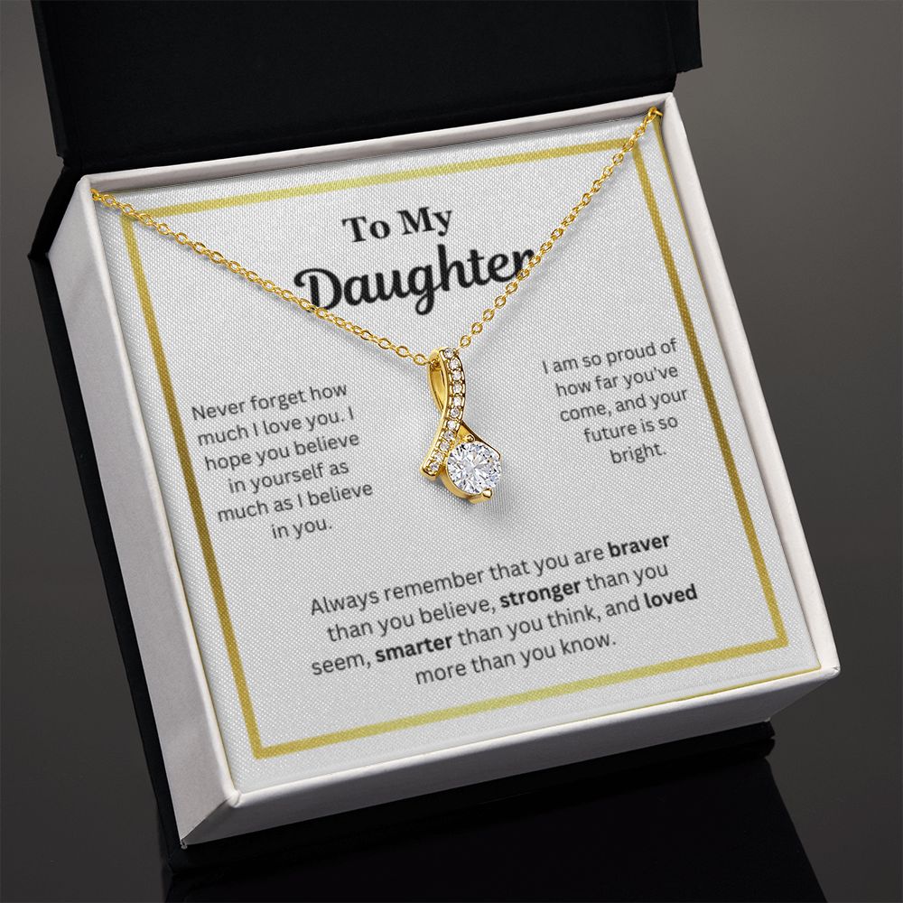 EllePendants To My Daughter Necklace, Father Daughter Necklace, Mother Daughter Necklace, Daughter Birthday, Heart Jewelry, Gold Jewelry, Interlocking Hearts, Message Card Necklace