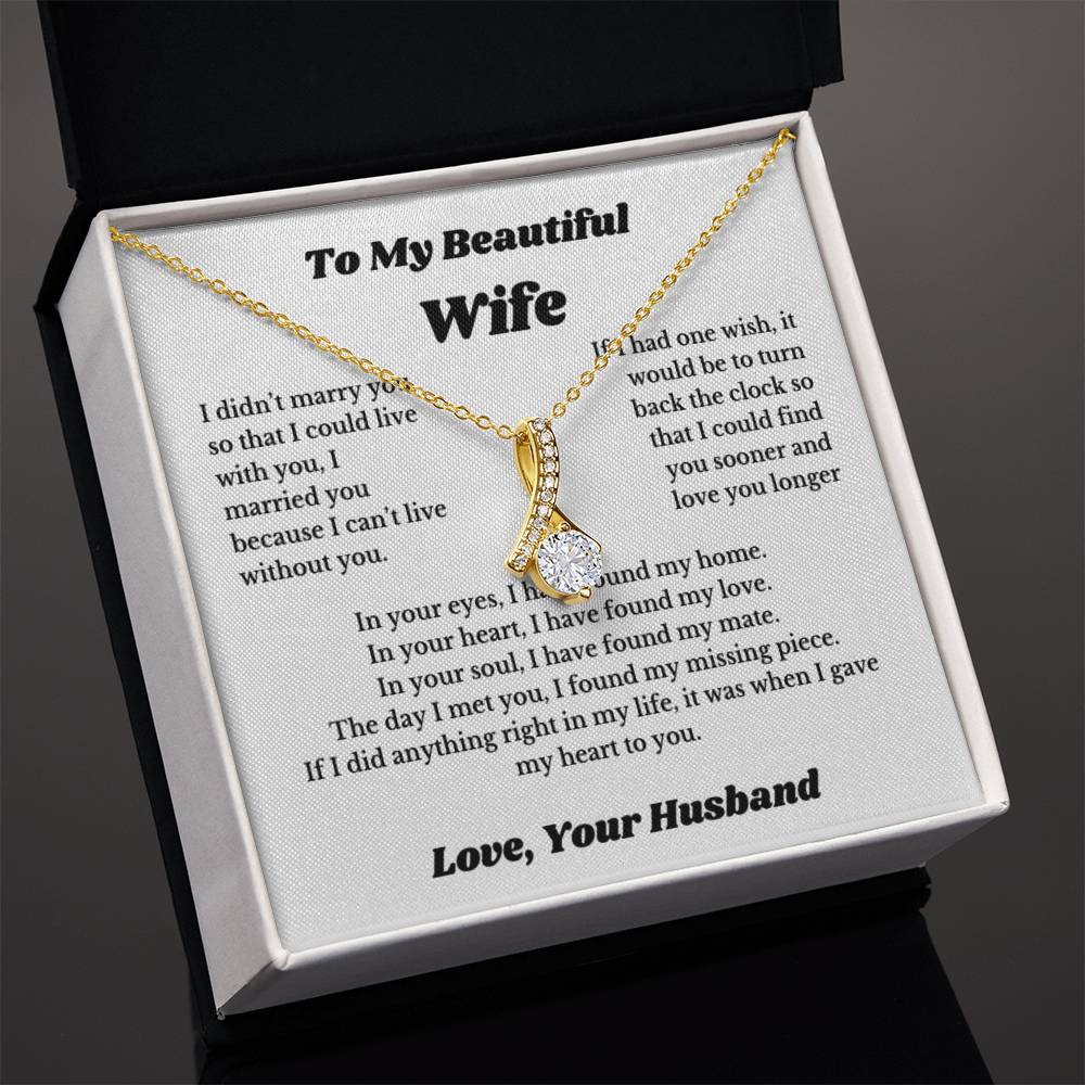 To My Wife Necklace from Husband – Romantic Wife Gift, Birthday Anniversary Valentine's Day Jewelry for Her