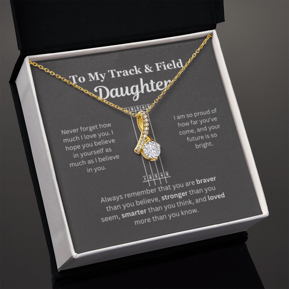 EllePendants To My Track and Field Daughter Necklace, Father Daughter Necklace, Mother Daughter Necklace, Daughter Birthday, Heart Jewelry, Gold Jewelry, Interlocking Hearts, Message Card Necklace