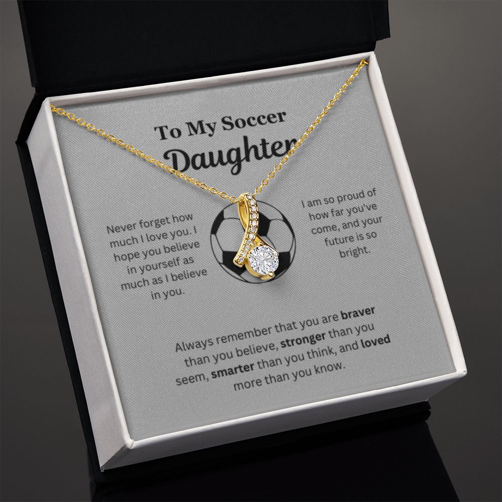 EllePendants To My Soccer Daughter Necklace, Father Daughter Necklace, Mother Daughter Necklace, Daughter Birthday, Heart Jewelry, Gold Jewelry, Interlocking Hearts, Message Card Necklace
