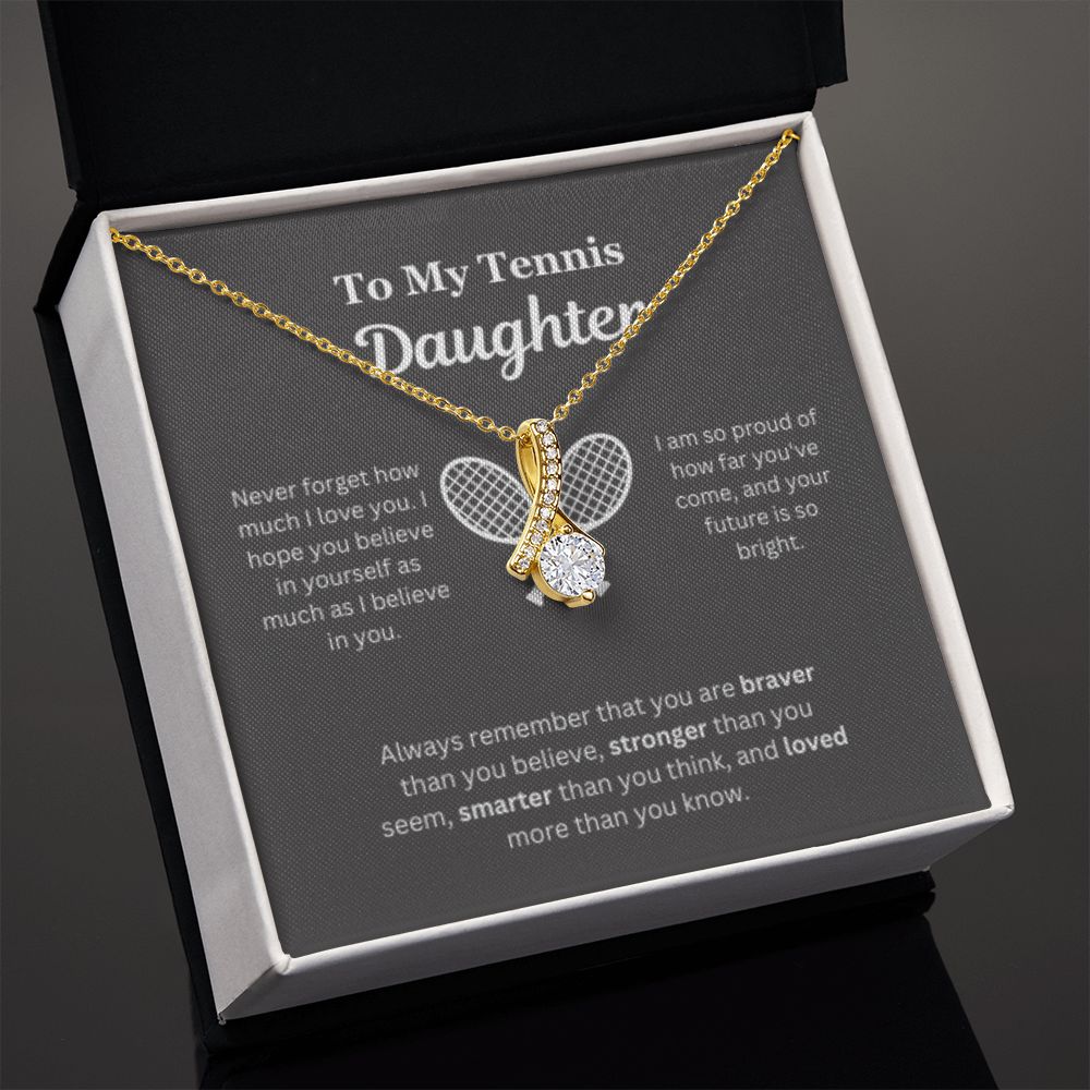 EllePendants To My Tennis Daughter Necklace, Father Daughter Necklace, Mother Daughter Necklace, Daughter Birthday, Heart Jewelry, Gold Jewelry, Interlocking Hearts, Message Card Necklace